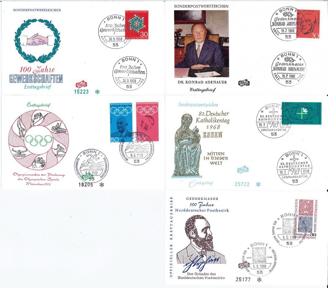 Tutti i francobolli: 11 FDC BRD 1968 – Usato da Bellach venduto da qsearch 1