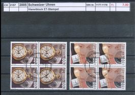 2005 "Schweizer Uhren", Viererblock, ET-Stempel