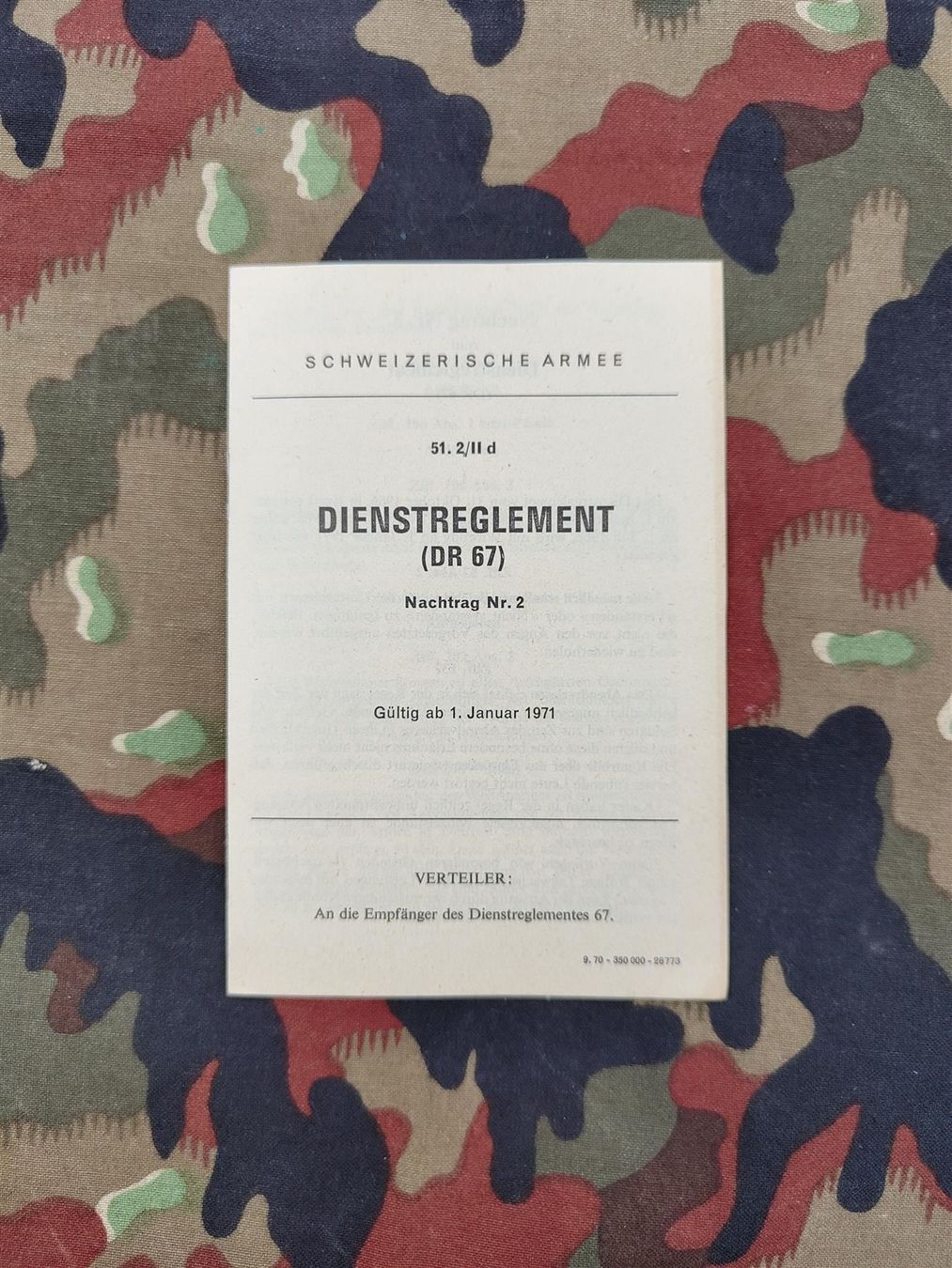 Documenti: Reglement 51.2/II d DIENSTREGLEMENT 1971 – Usato da Bauma venduto da SwissMilitaria