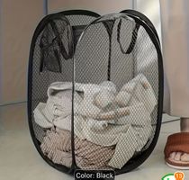 1pc Pop-up Mesh Laundry Basket, Foldable Fabric Hamper with 