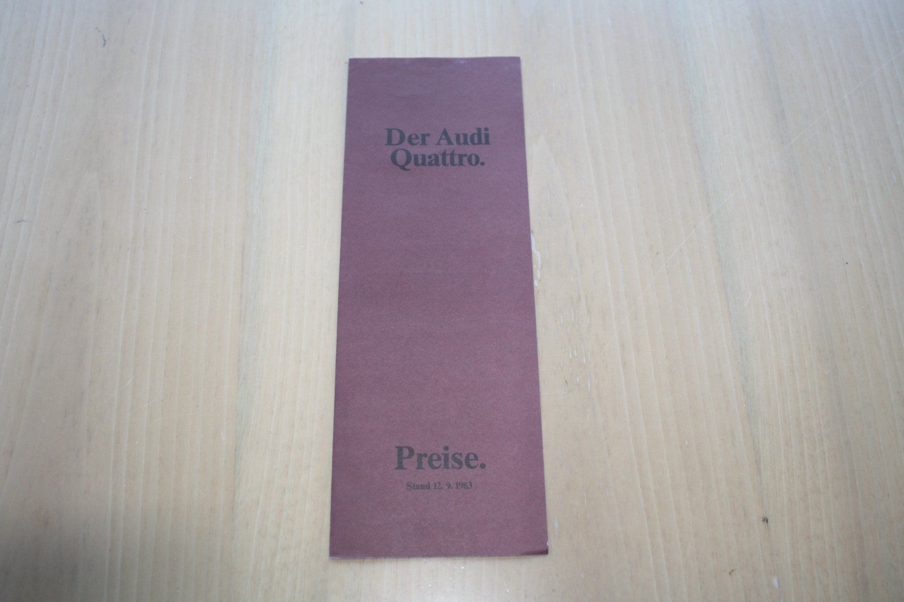 Audi Documenti: Audi Ur Quattro Preisliste 12.9.1983 – Usato da Wikon venduto da erwin400