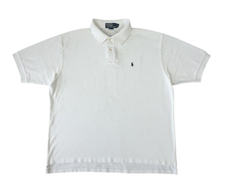 Polo Ralph Lauren blanc logo brodé bleu marine - XL