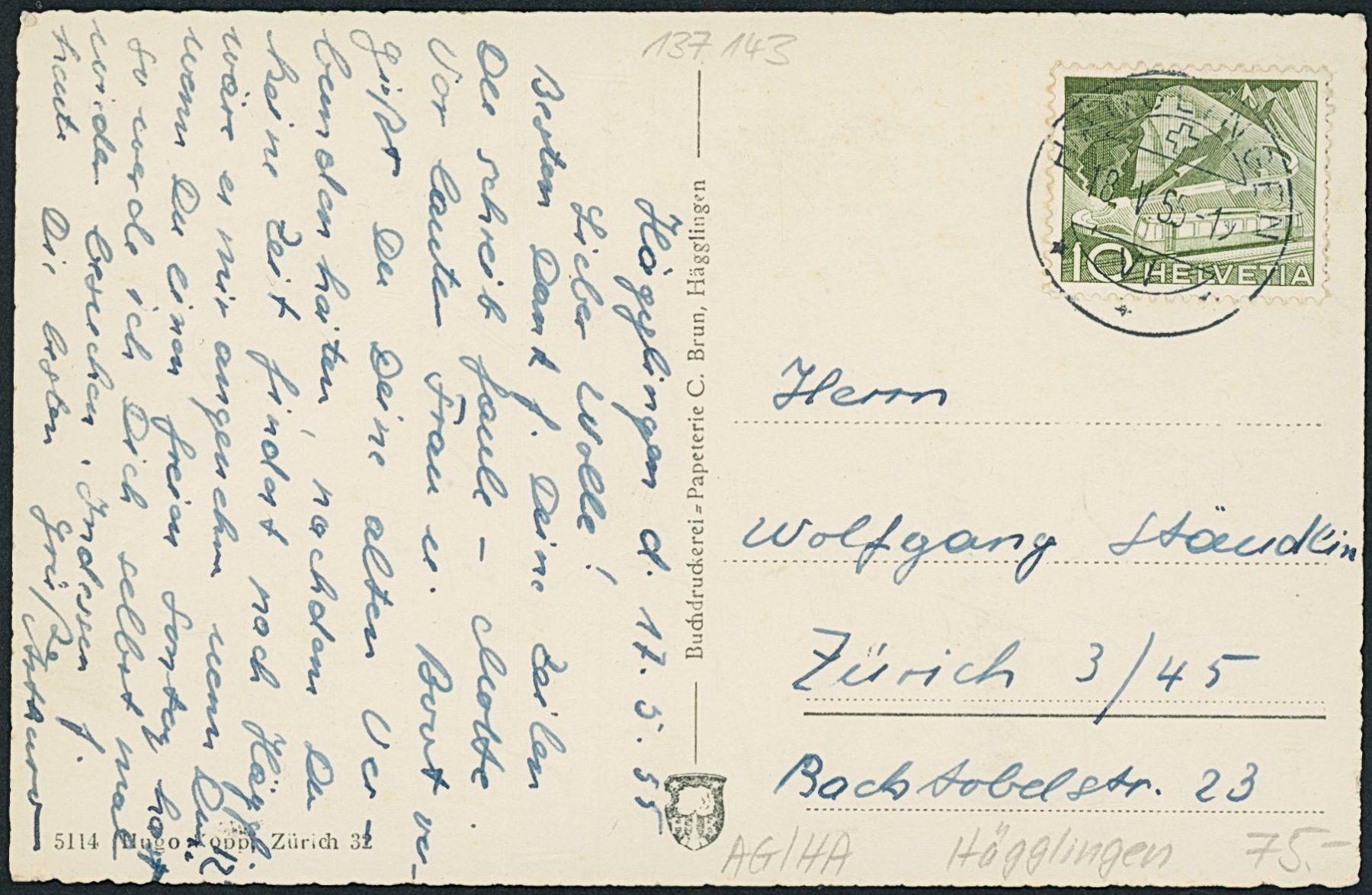 Cartoline postali: AG Hägglingen – Usato da Schindellegi venduto da dolpitz 1