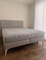 Boxspringbett grau mit Kopfteil gepolstert guter Zustand