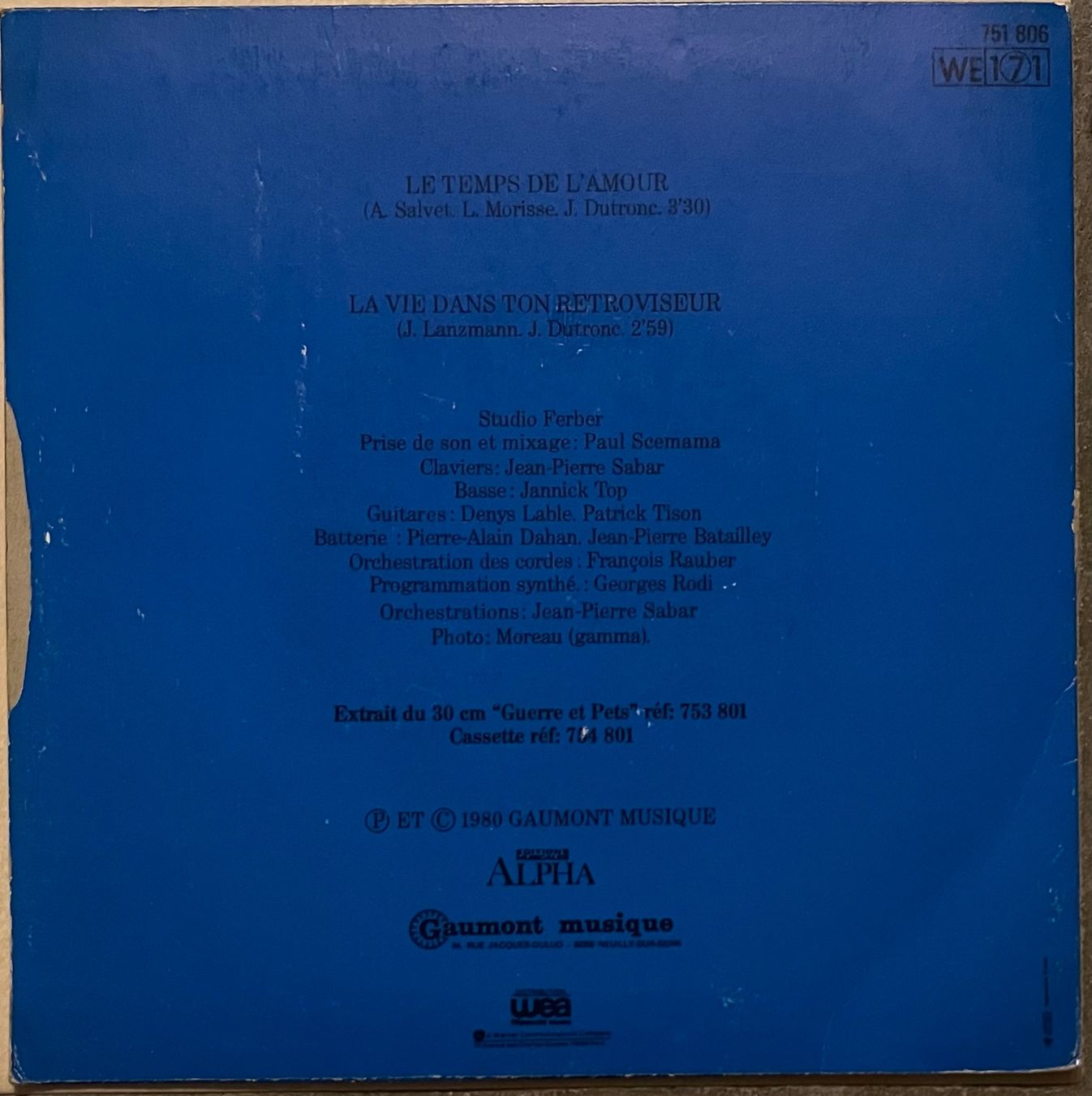 Dischi in vinile: JACQUES DUTRONC - LE TEMPS DE L'AMOUR – Usato da Bussigny venduto da vinyl-pas-cher 1