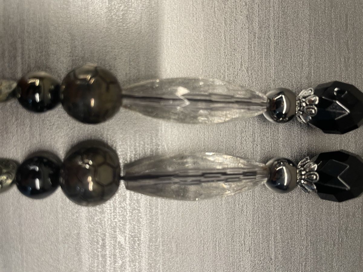 Catenine: Lange Boho Statement Kette Schwarz Silber Blatt Anhänger – Usato da Heitenried venduto da Steffundsasch 4