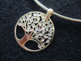 Kette Lebensbaum Anhänger Silber 925 vergoldet NEU