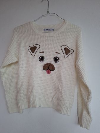 Pullover FB Sister weiss Hundemotiv Grösse S 