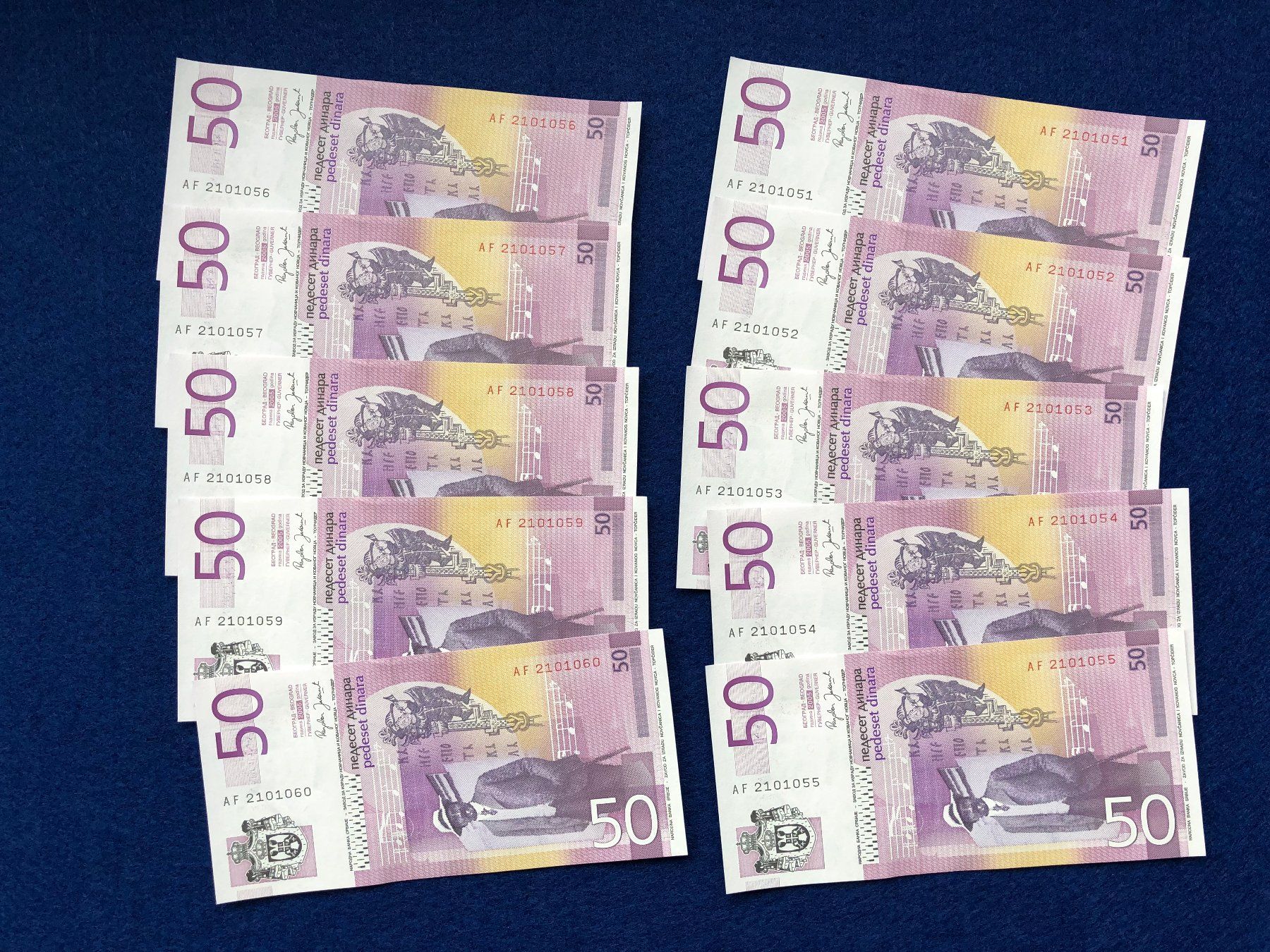Banconote: Serbien 2005 - 10 x 50 Dinara UNC – Nuovo e nell'imballaggio originale da Pfäffikon SZ venduto da Sieben77 1