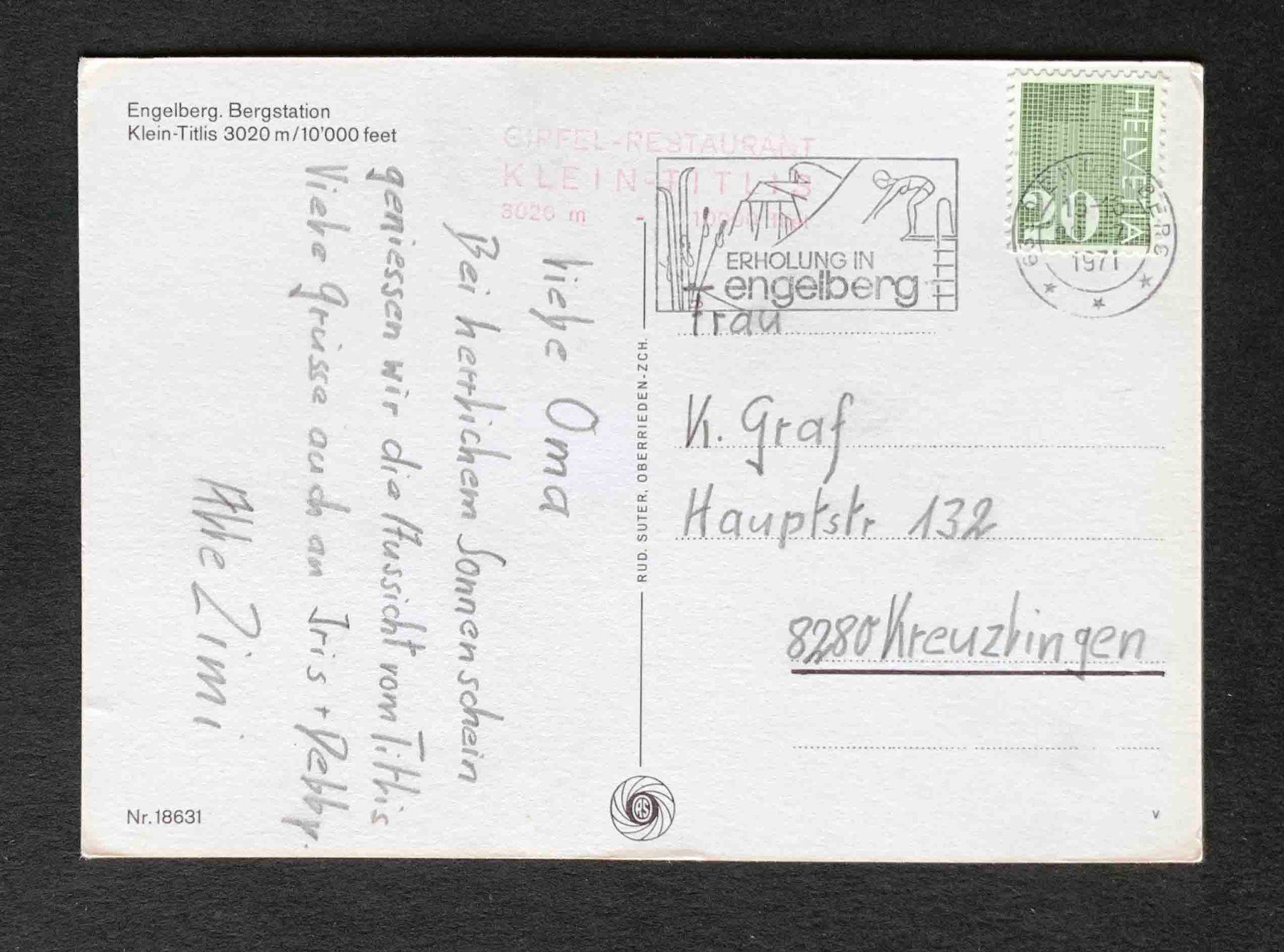 Cartoline postali: AK Engelberg Bergstation KleinTitlis – Usato da Goldau venduto da artelier1 1