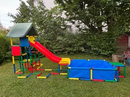 QUADRO Wasserrutschen-Kletterturm mit Modularrutsche, Pool L