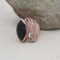 Silberring roseergoldet mit Onyx Grösse 60