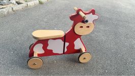 Lauflernfahrzeug Kuh rot Holz guter Zustand