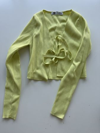 Zara Light Green Tie Front Cardigan y2k