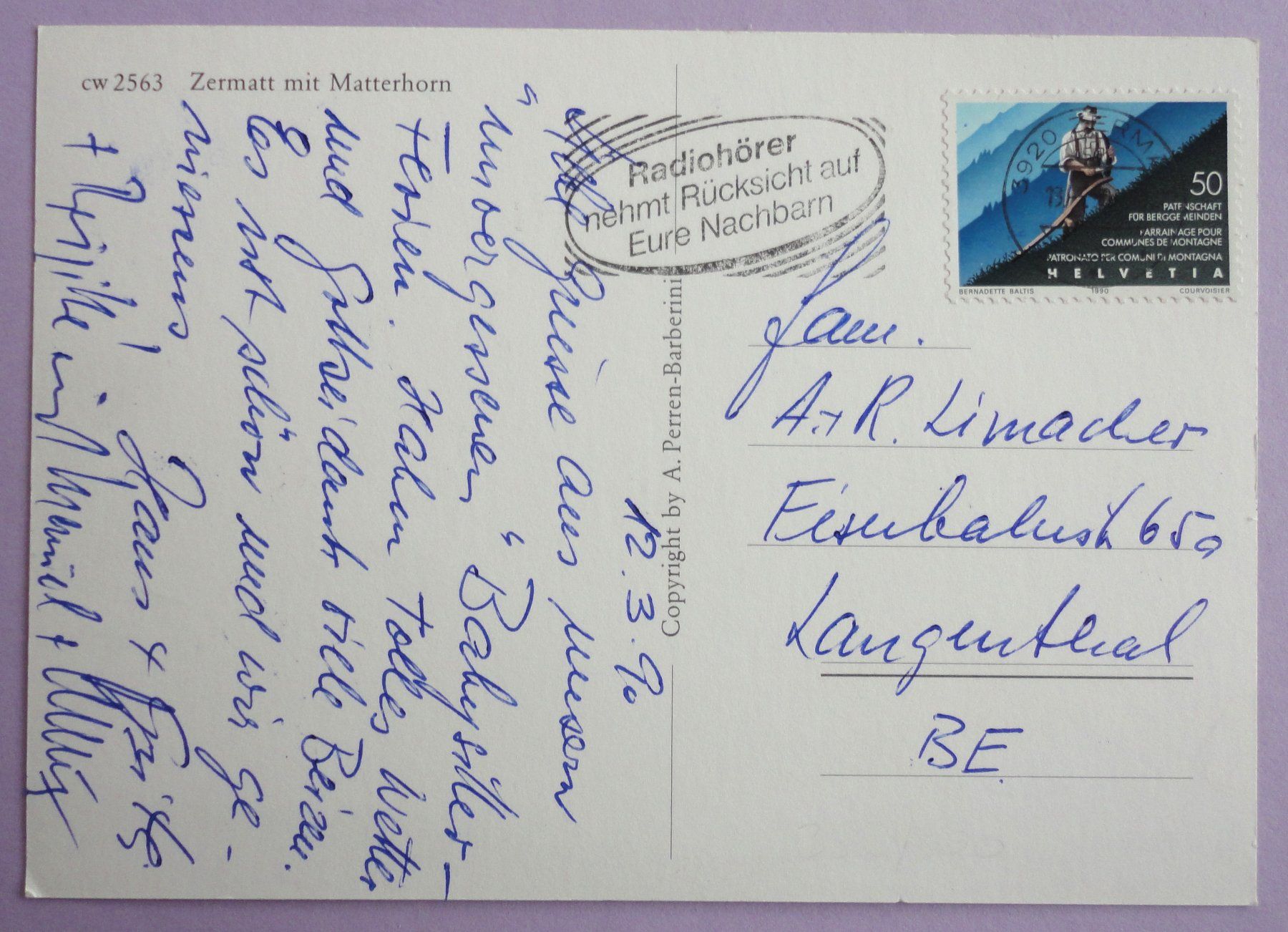 Cartoline postali: Zermatt mit Matterhorn – Usato da Fétigny venduto da Billy2miny 1