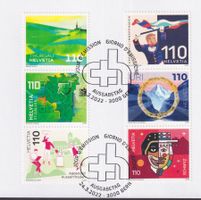 2022: Karte Mein Kanton mit 6 Marken, selten! Vom Ausgabetag