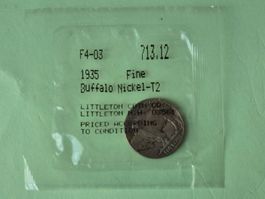 1935 BUFFALO NICKEL-T2 Fine, Five Cents LITTLETON COIN CO.
