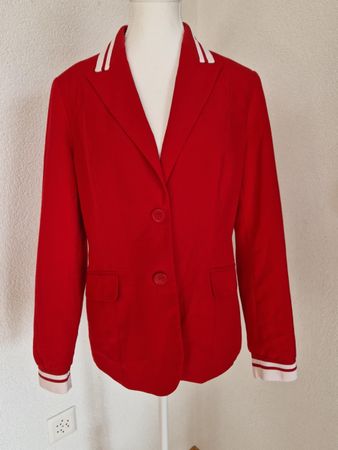 Rick Cardona Stretch Blazer, Gr. 40, Rot mit weissen Details