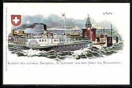 Romanshorn, Ausfahrt des Bodensee-Dampfe