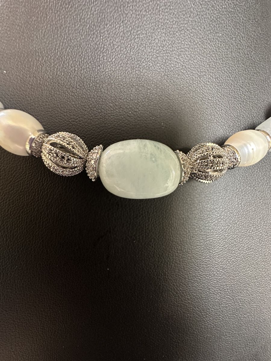 Catenine: Choker mit echten Perlen und Aquamarin – Nuovo e nell'imballaggio originale da Kriens venduto da Hortensie6 2