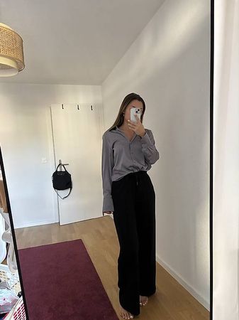 Bluse dunkelgrau satinoptik