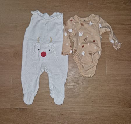 Baby Kleider Set, Weihnachten Body und Latzhosen Gr.62