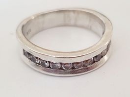 Elegante Silberring Gr. 17.3mm mit Zirkonia Steinen, 925