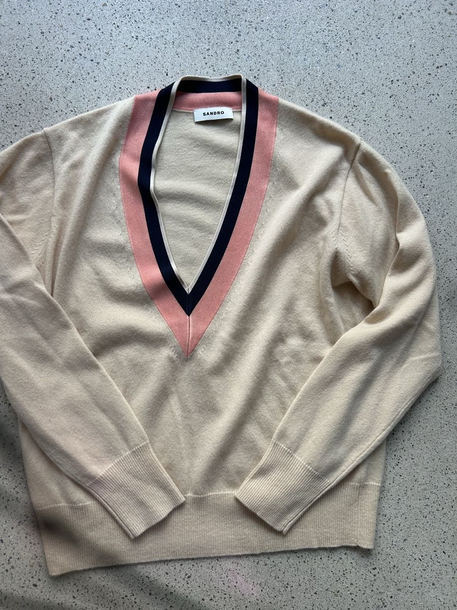 Sandro Maglioni & Felpe: Sandro Strickpullover, V-Ausschnitt, Beige/Rosa, Gr. S – Nuovo (secondo la descrizione) da Zürich venduto da susan21 1