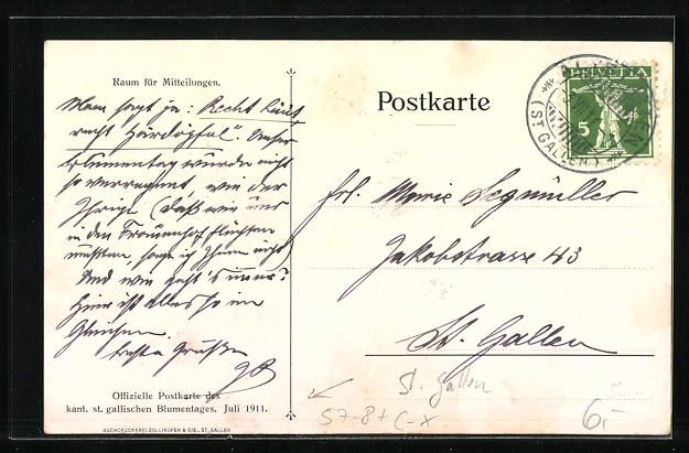 Cartoline postali: St. Gallen, Kantonaler St. Gallischer Bl – Usato da Berlin venduto da bartko-reher 1