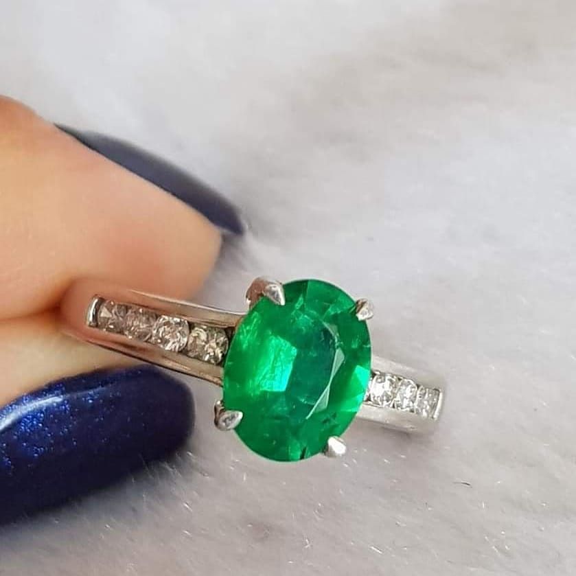 Anelli: Smaragd & Diamanten Ring Platin – Usato da Rupperswil venduto da Annet.Dann888 1