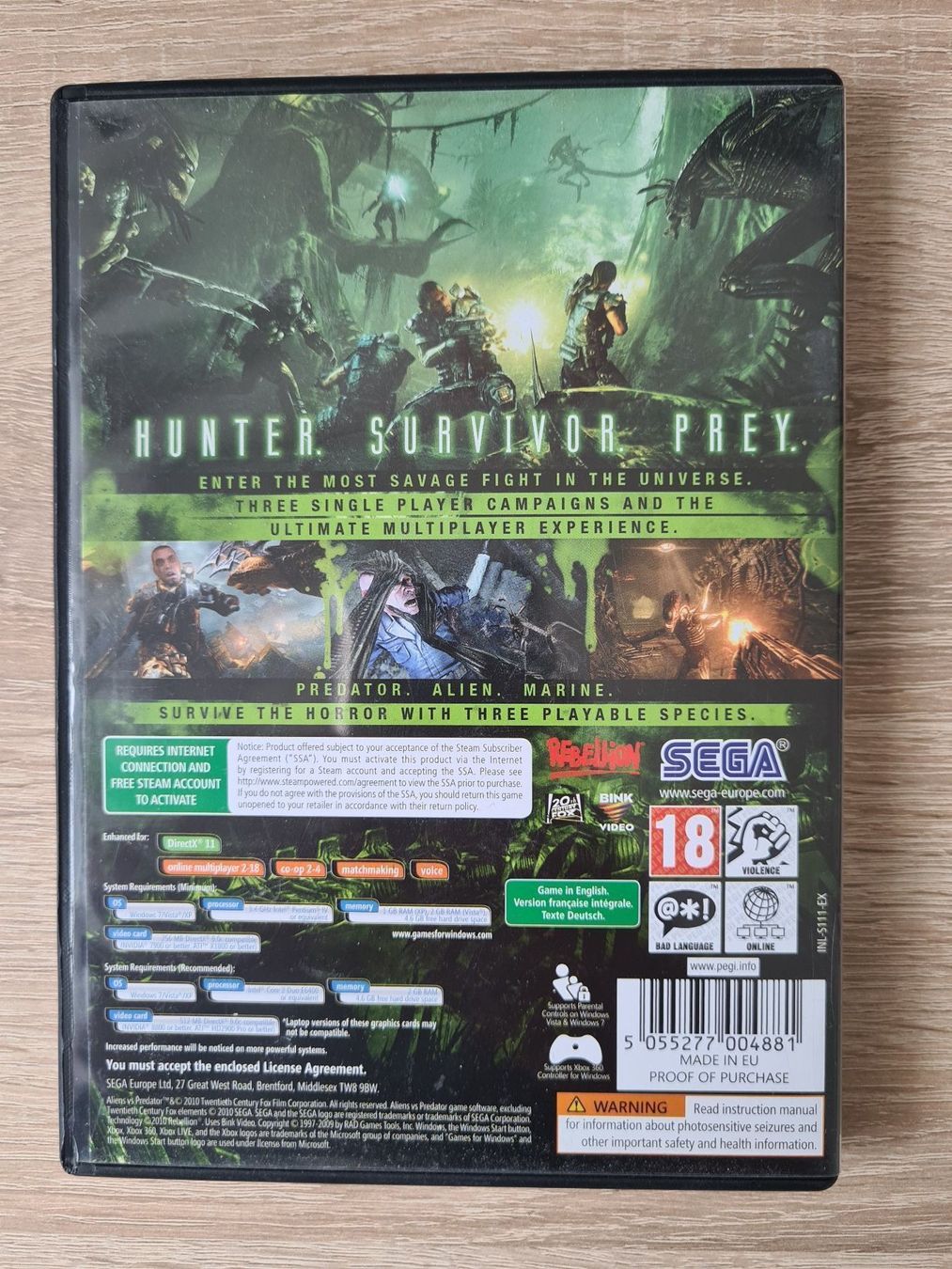 Giochi: Aliens vs Predator (2 DVD) English - PC – Usato da Carouge GE venduto da Franllo 1