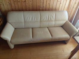 Ledersofa beige 3-Plätzer guter Zustand