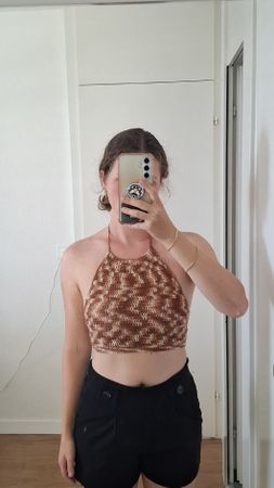 Crochet crop top brown size S Handmade