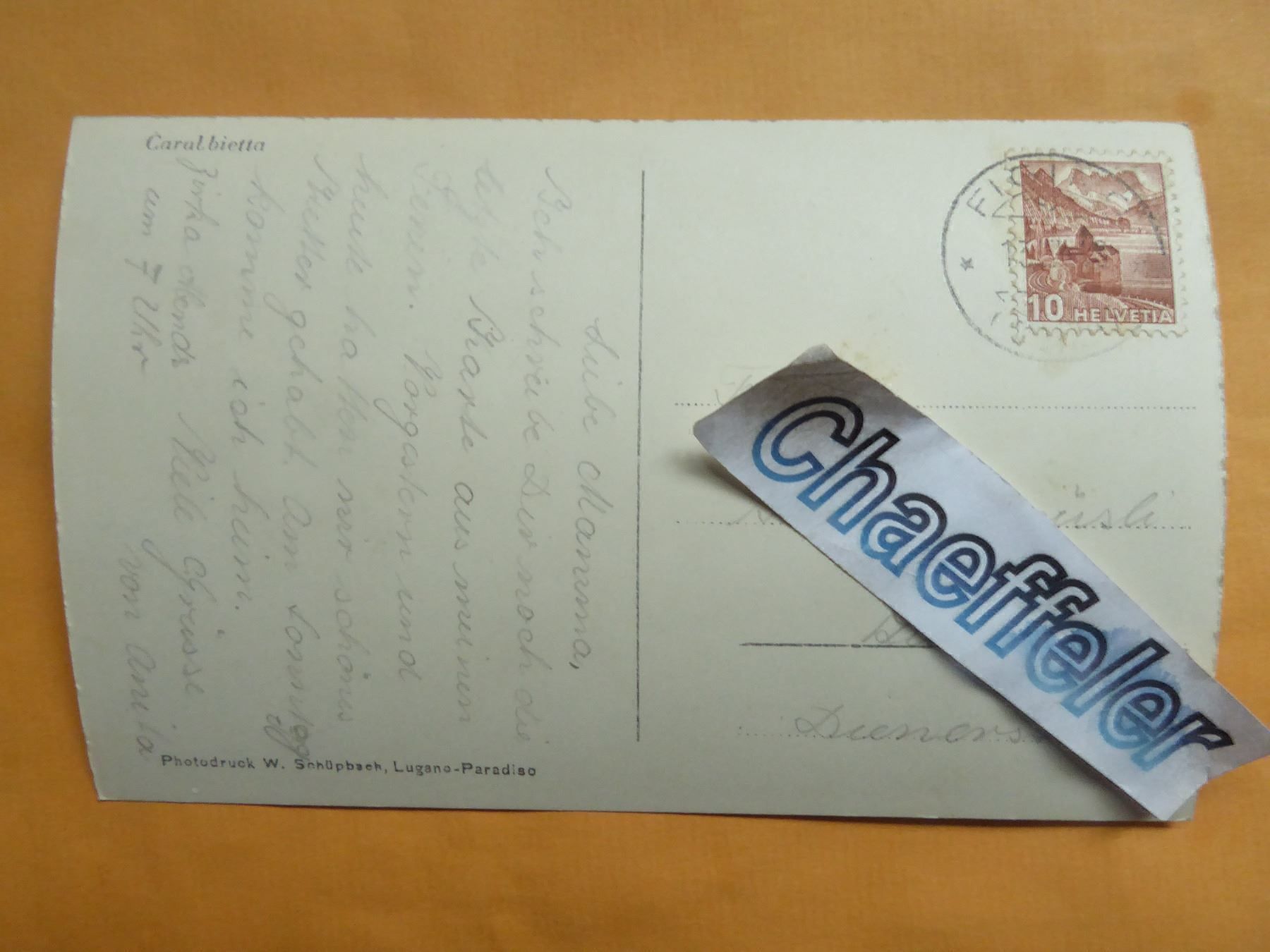 Cartoline postali: Caralbietta – Usato da Zürich venduto da Chaeffeler 1