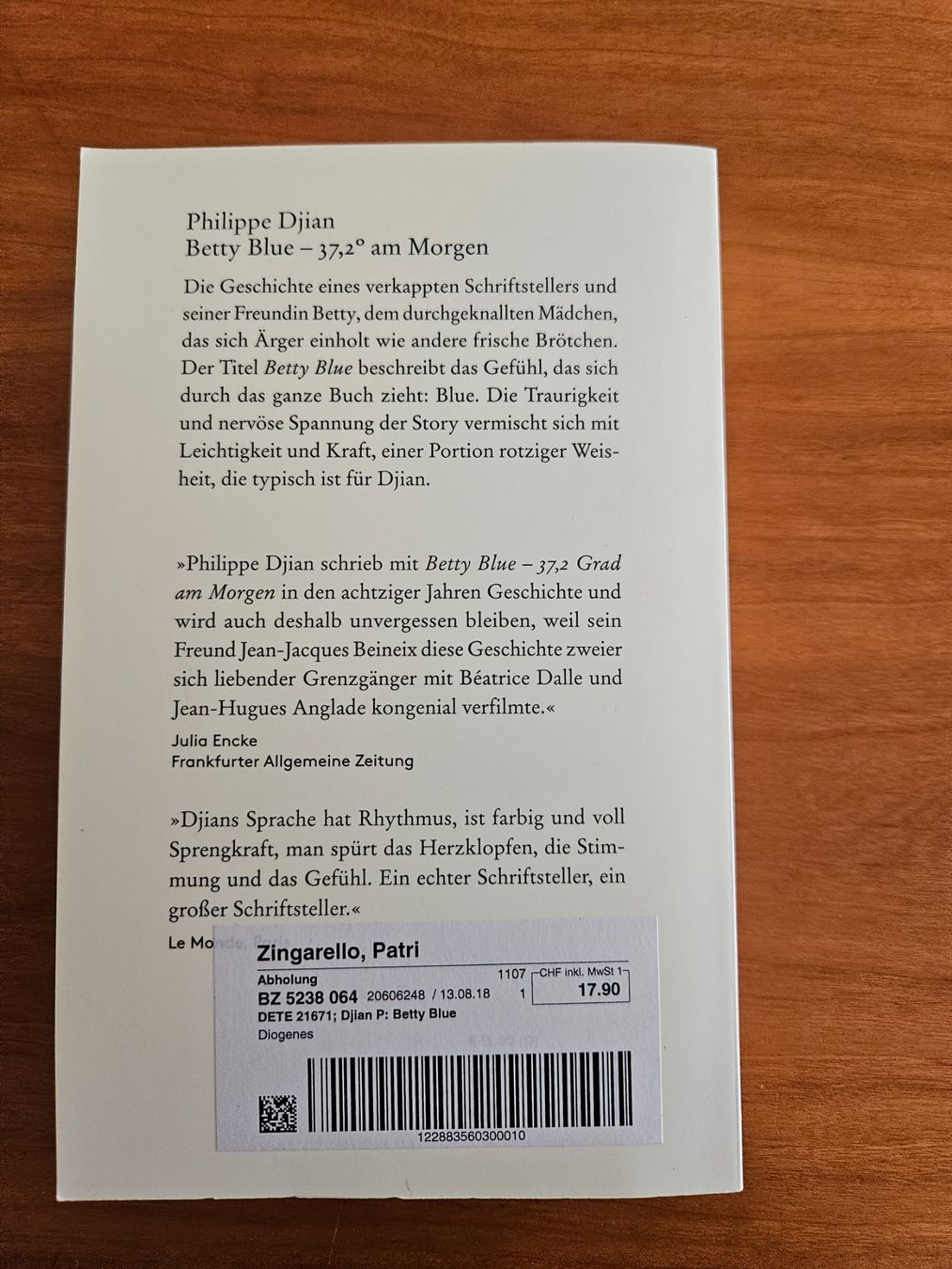 Libri: Philippe Djian: Betty Blue - Klassiker! – Usato da Ittigen venduto da Myriamstr 1