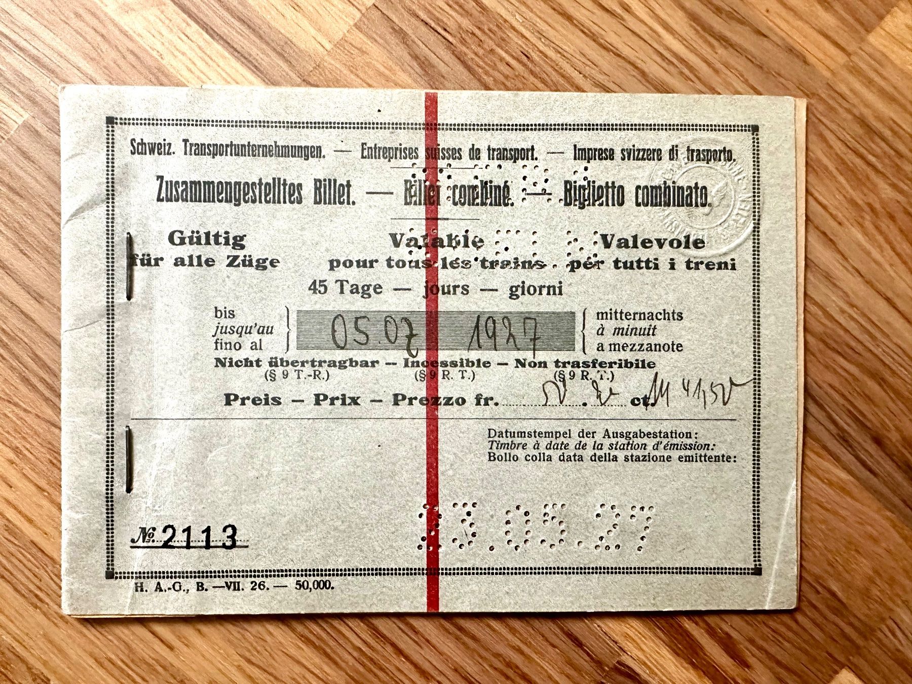 Biglietti: Schweizerische Transportunternehmen SBB Billette 1927 – Usato da Arth venduto da Lohmatt65