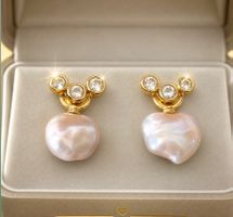 Ohrringe Gold 750 gestempelt, mit Perlen antik