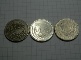 Südkorea 3x 50 Won 1974, 2001, 2008