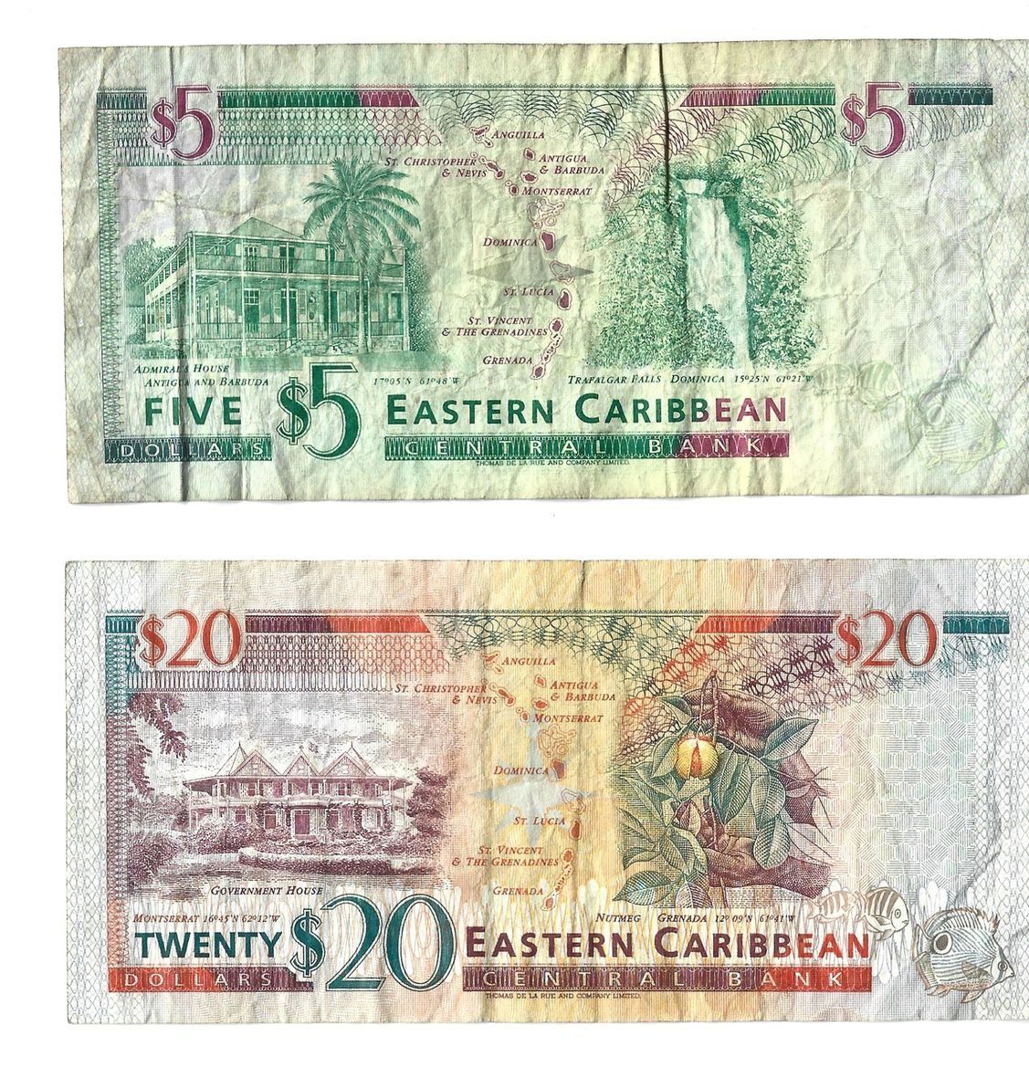 Banknoten: Ostkaribische 20-Dollar- plus 5-Dollar-Note – Gebraucht aus Dielsdorf von bonambler