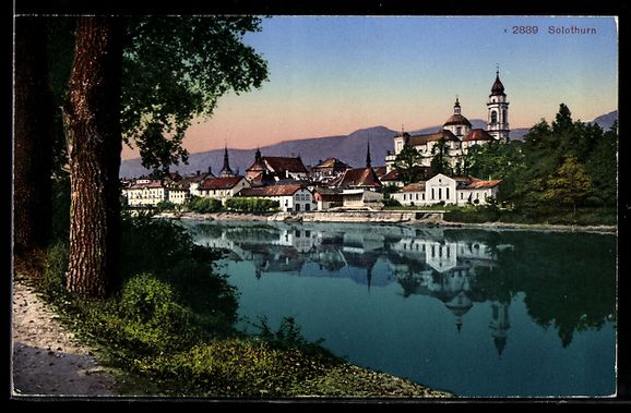 Cartoline postali: AK Solothurn, Ortspartie am Fluss, 1920 – Usato da Berlin venduto da bartko-reher