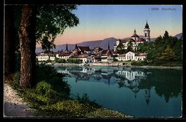 AK Solothurn, Ortspartie am Fluss, 1920