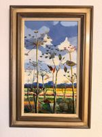 Ölgemälde auf Leinwand Landschaft mit Doldenblüten, gerahmt