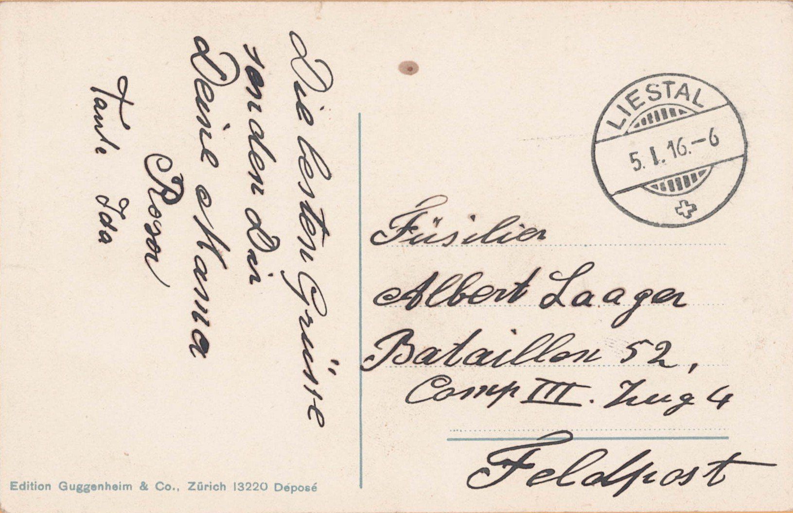 Tutti i francobolli: Feldpost mit ...... Stempel Liestal 5.1.16 – Usato da Bazenheid venduto da Sunneschy07 1