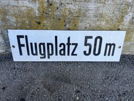 Flugplatz Flughafen Emailleschild glasgeperlt Ortsschild