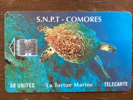 Telefonkarte Komoren. Wasserschildkröte