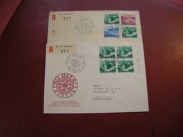 1.VI.53 ET/AUSGABETAG, 2x PRO PATRIA, R-BRIEF NACH BRADY USA