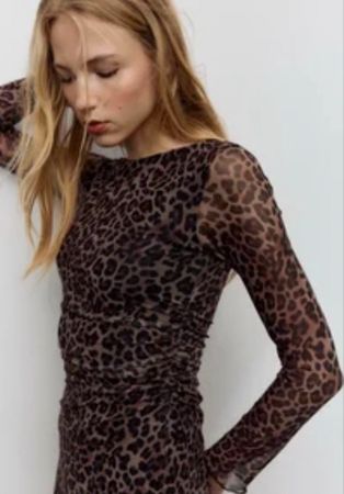 Kleid Leomuster Gr S Tüll strech langarm leo neu