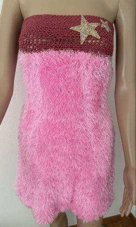 Pinkes Minikleid mit Sternen-Applikation, Grösse S