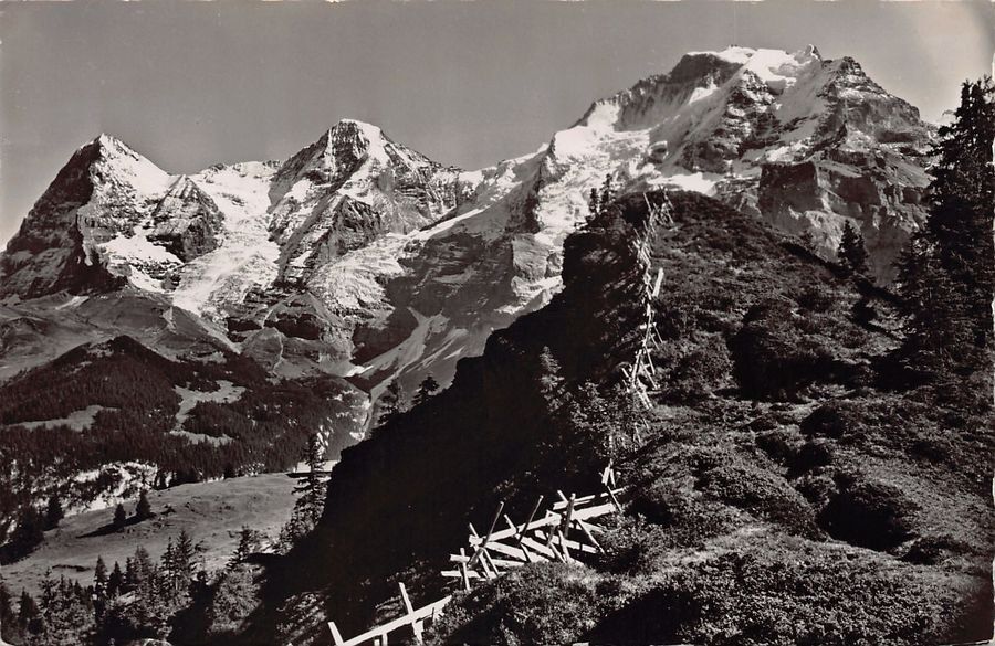 Cartoline postali: ALPIN: Eiger, Mönch, Jungfrau um 1935 – Usato da Frauenfeld venduto da POML