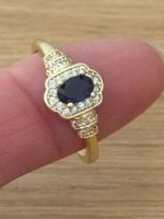 Luxus Elegante Gr.19/9 Ring Farbe:  Gold/ blau